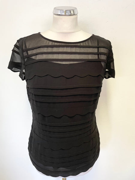 COAST BLACK PLEAT DETAIL SHORT SLEEVED TOP SIZE 12