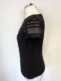 COAST BLACK PLEAT DETAIL SHORT SLEEVED TOP SIZE 12
