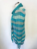 PLANET TURQUOISE & METALLIC SPARKLE SEQUIN TRIM LONG SLEEVED JUMPER & SCARF SIZE M