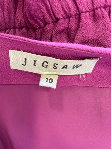 JIGSAW CRANBERRY PINK WRAP ACROSS TOP BELTED DRESS SIZE 10