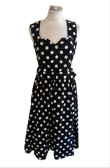VINTAGE GAYLE GLASS BLACK & WHITE SPOT SLEEVELESS FIT & FLARE DRESS SIZE 16 FIT UK 10