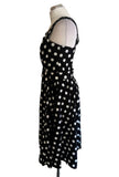 VINTAGE GAYLE GLASS BLACK & WHITE SPOT SLEEVELESS FIT & FLARE DRESS SIZE 16 FIT UK 10