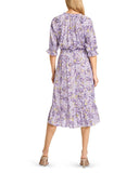 MARCCAIN WISTERIA LANE LILAC FLORAL PRINT SHORT SLEEVE WRAP STYLE DRESS SIZE N5 UK 14/16