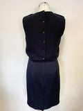 REISS ASTI NAVY BLUE SLEEVELESS PENCIL DRESS SIZE 10