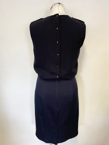 REISS ASTI NAVY BLUE SLEEVELESS PENCIL DRESS SIZE 10