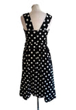 VINTAGE GAYLE GLASS BLACK & WHITE SPOT SLEEVELESS FIT & FLARE DRESS SIZE 16 FIT UK 10