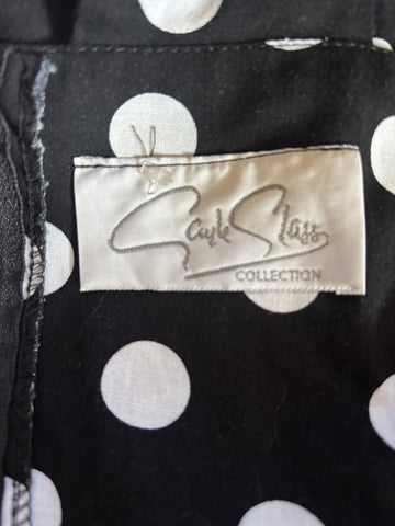 VINTAGE GAYLE GLASS BLACK & WHITE SPOT SLEEVELESS FIT & FLARE DRESS SIZE 16 FIT UK 10
