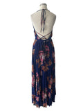 ASOS ROYAL BLUE FLORAL PRINT FINE STRAP MAXI WRAP DRESS SIZE 8