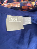 ASOS ROYAL BLUE FLORAL PRINT FINE STRAP MAXI WRAP DRESS SIZE 8