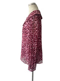 BRAND NEW WHISTLES PINK LEOPARD PRINT SCALLOPED COLLAR BLOUSE SIZE 10