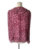 BRAND NEW WHISTLES PINK LEOPARD PRINT SCALLOPED COLLAR BLOUSE SIZE 10