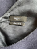 PAUL SMITH NAVY BLUE, PALE BLUE & BLACK STRIPED SLEEVELESS PENCIL DRESS SIZE 44 UK 10/12