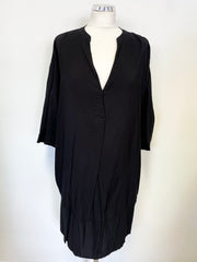 WHISTLES BLACK RELAXED FIT 3/4 SLEEVED SHIFT DRESS SIZE M