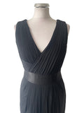 COAST BLACK SILK TRIMMED SLEEVELESS LONG EVENING DRESS  SIZE 12