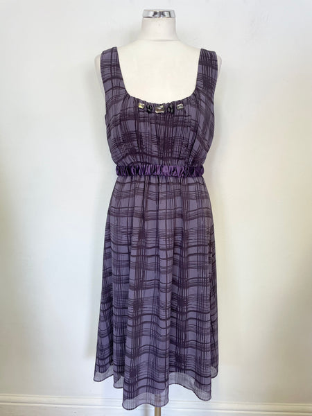 SIMPLY VERA BY VERA WANG PURPLE PRINT SLEEVELESS FIT & FLARE DRESS SIZE 10 UK 14