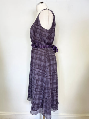 SIMPLY VERA BY VERA WANG PURPLE PRINT SLEEVELESS FIT & FLARE DRESS SIZE 10 UK 14