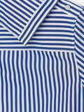 ARKET COTTON BLUE & WHITE STRIPED FOLD COLLAR LONG SLEEVED BLOUSE SIZE 34 UK 8/10