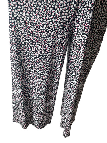 HOBBS NAVY,RED & WHITE DITSY FLORAL PRINT WIDE LEG JUMPSUIT SIZE 16