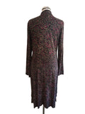 HOBBS BLACK, PINK & BEIGE PRINT LONG SLEEVED STRETCH JERSEY DRESS  SIZE 14