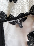 STAR BY JULIEN MACDONALD BLACK & WHITE LACE SLEEVELESS PENCIL DRESS SIZE 8