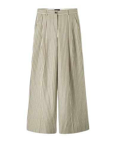 BRAND NEW ME+EM CREAM & KHAKI STRIPE WIDE LEG TROUSERS SIZE 8