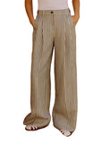 BRAND NEW ME+EM CREAM & KHAKI STRIPE WIDE LEG TROUSERS SIZE 8