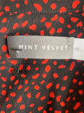 MINT VELVET BLACK & RED SPOT LONG SLEEVE BLOUSE SIZE 10