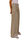 BRAND NEW ME+EM CREAM & KHAKI STRIPE WIDE LEG TROUSERS SIZE 8