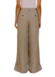 BRAND NEW ME+EM CREAM & KHAKI STRIPE WIDE LEG TROUSERS SIZE 8