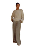 BRAND NEW ME+EM CREAM & KHAKI STRIPE WIDE LEG TROUSERS SIZE 8