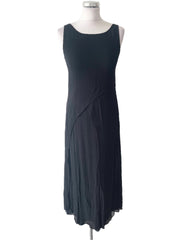 NITYA BLACK SLEEVELESS LAYERED MIDI SHEATH DRESS SIZE 10