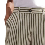 BRAND NEW ME+EM CREAM & KHAKI STRIPE WIDE LEG TROUSERS SIZE 8
