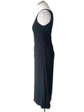 NITYA BLACK SLEEVELESS LAYERED MIDI SHEATH DRESS SIZE 10