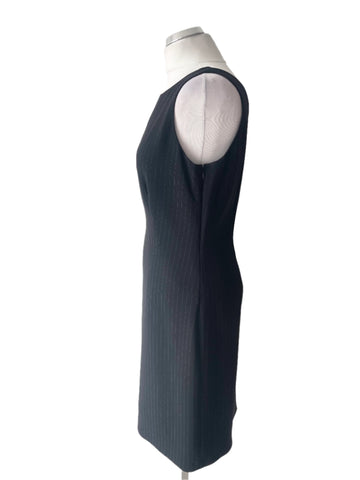 HOBBS BLACK PINSTRIPE SLEEVELESS PENCIL DRESS SIZE 12