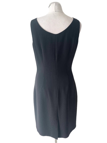 HOBBS BLACK PINSTRIPE SLEEVELESS PENCIL DRESS SIZE 12