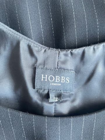 HOBBS BLACK PINSTRIPE SLEEVELESS PENCIL DRESS SIZE 12