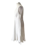 JAEGER WHITE LINEN SLEEVELESS FIT & FLARE MIDI DRESS SIZE 18