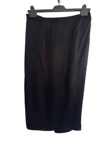 BRAND NEW WITH TAGS JOHN LEWIS BLACK SATIN DRAPED MIDI WRAP SKIRT SIZE 14