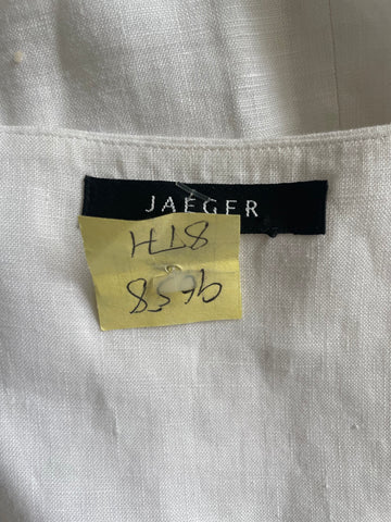 JAEGER WHITE LINEN SLEEVELESS FIT & FLARE MIDI DRESS SIZE 18
