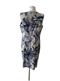 HUGO BOSS NAVY, GREY & WHITE FLORAL PRINT SLEEVELESS SHIFT DRESS SIZE 16