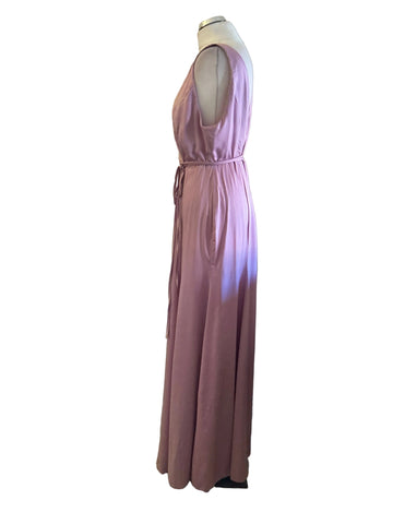 BRAND NEW ASOS PINK WRAP AROUND SATIN MAXI DRESS SIZE 14