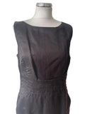 MONSOON LINEN MIX DARK BROWN SLEEVELESS PENCIL DRESS SIZE 14