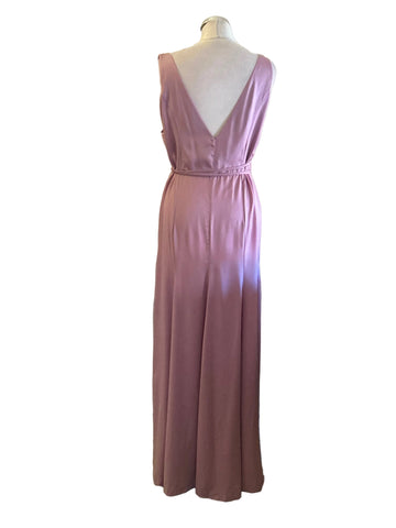 BRAND NEW ASOS PINK WRAP AROUND SATIN MAXI DRESS SIZE 14