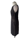 MONSOON LINEN MIX DARK BROWN SLEEVELESS PENCIL DRESS SIZE 14