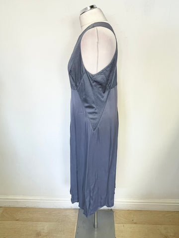 JIGSAW SALENA RAIN GREY SILK TOP SLEEVELESS FLARE MIDI DRESS SIZE 14