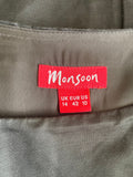 MONSOON LINEN MIX DARK BROWN SLEEVELESS PENCIL DRESS SIZE 14