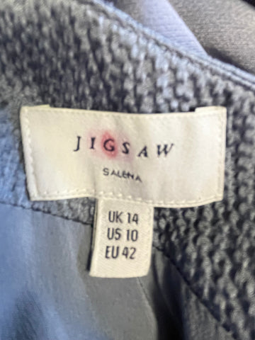 JIGSAW SALENA RAIN GREY SILK TOP SLEEVELESS FLARE MIDI DRESS SIZE 14