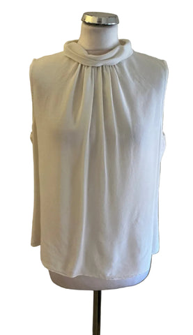 HOBBS 100% SILK WHITE ROLL NECK SLEEVELESS TOP SIZE 14