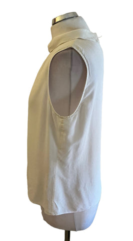HOBBS 100% SILK WHITE ROLL NECK SLEEVELESS TOP SIZE 14