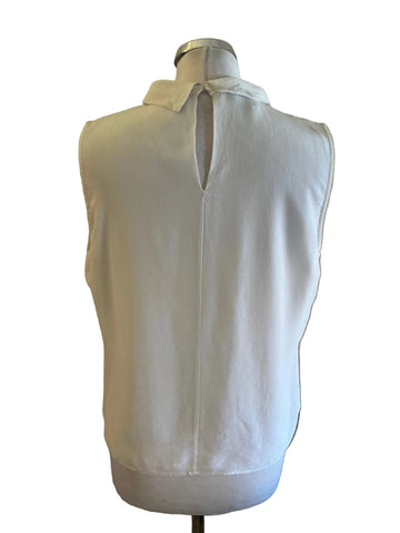 HOBBS 100% SILK WHITE ROLL NECK SLEEVELESS TOP SIZE 14